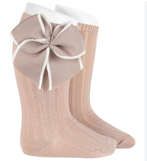 Calcetines altos punto festón Rosa Empolvado