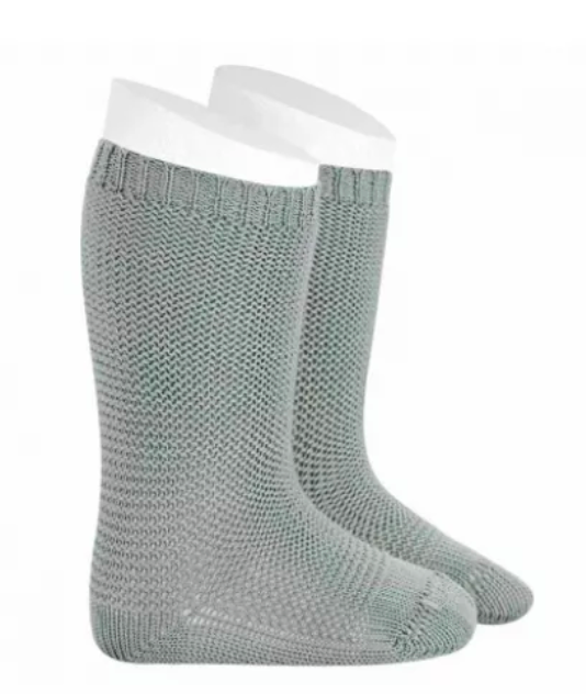Calcetines altos punto bobo Verde Seco