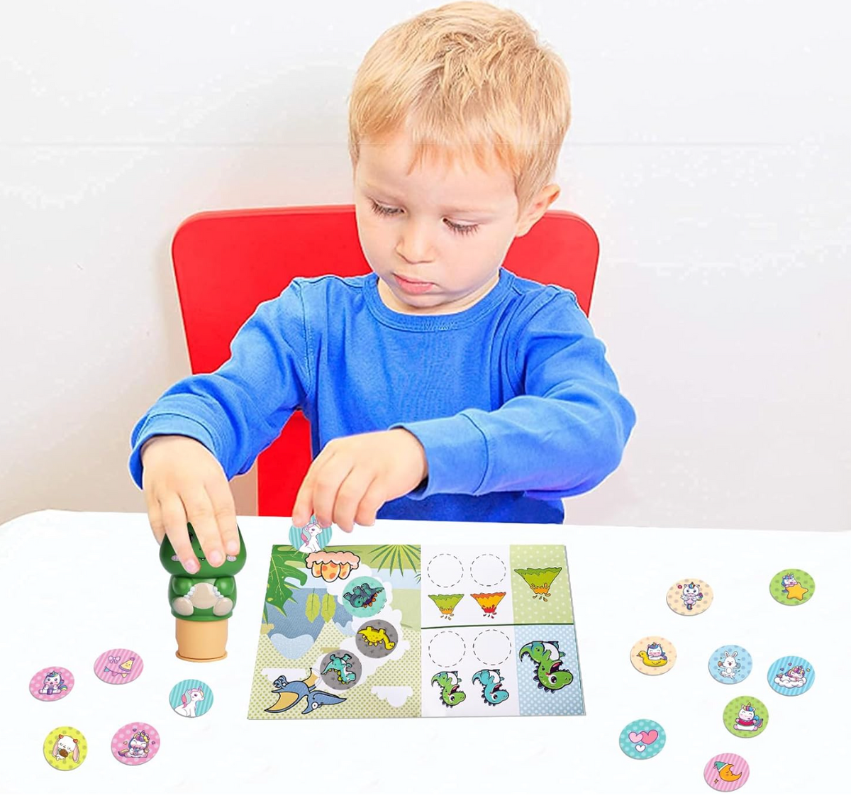 Kit de Sello de pegatinas para niños,500 pegatinas DINO