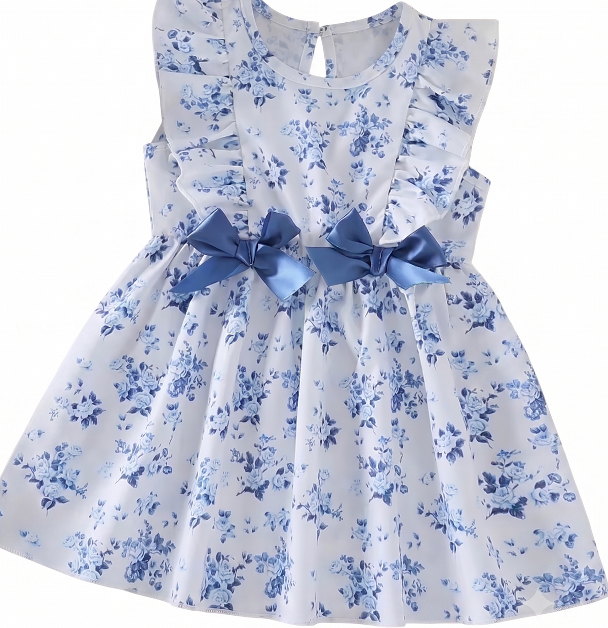 Vestido Floral Lazos Azul