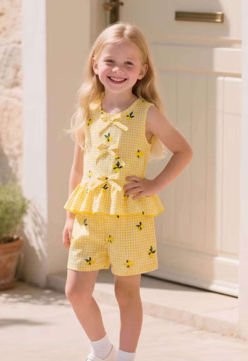 Conjunto de 2 Piezas Shorts Limón Amarillo
