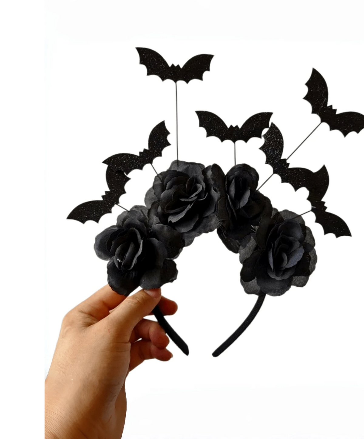 Diadema de Murciélagos con Flores Negras