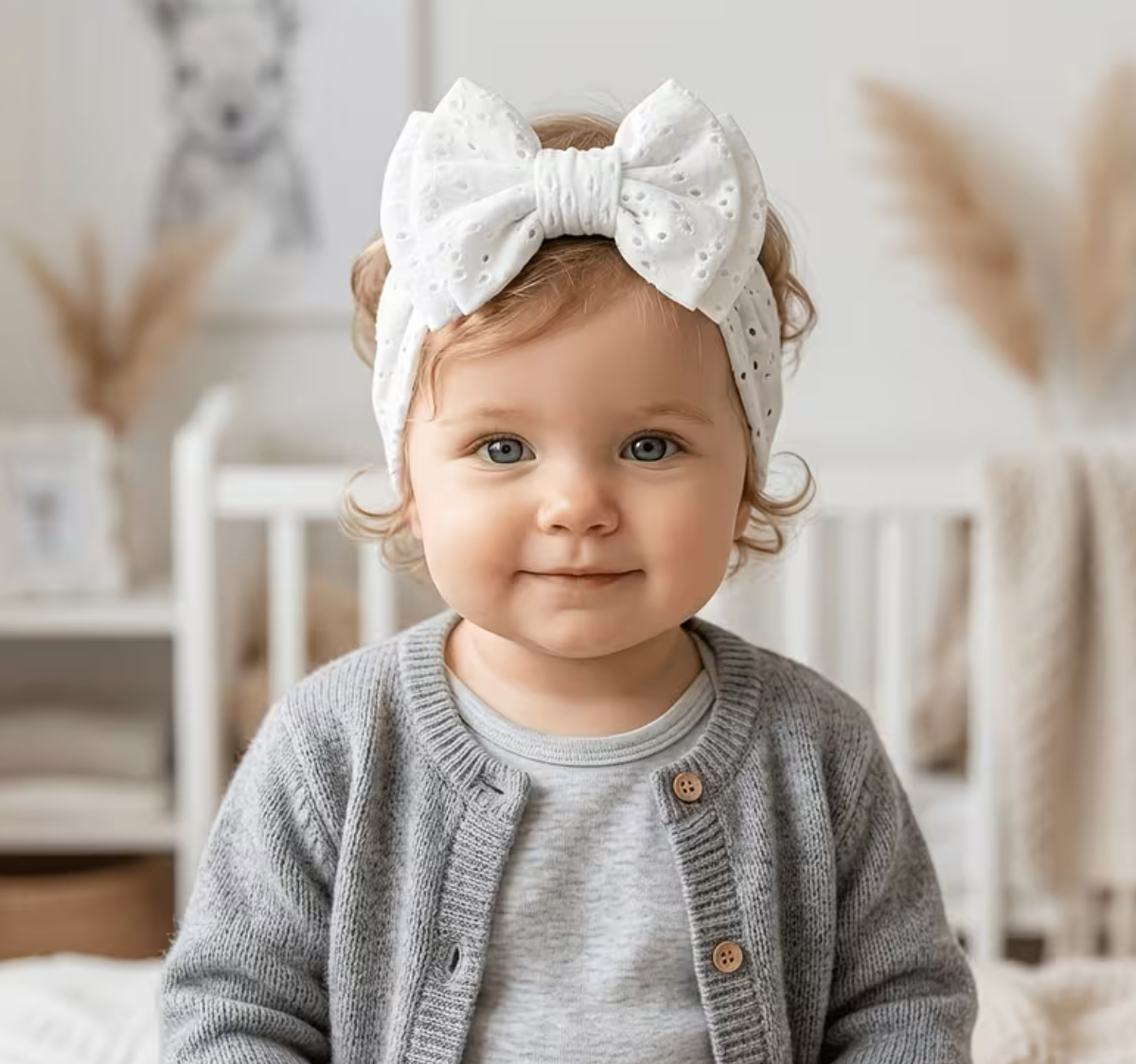 Diadema Bebé con Moño Calado