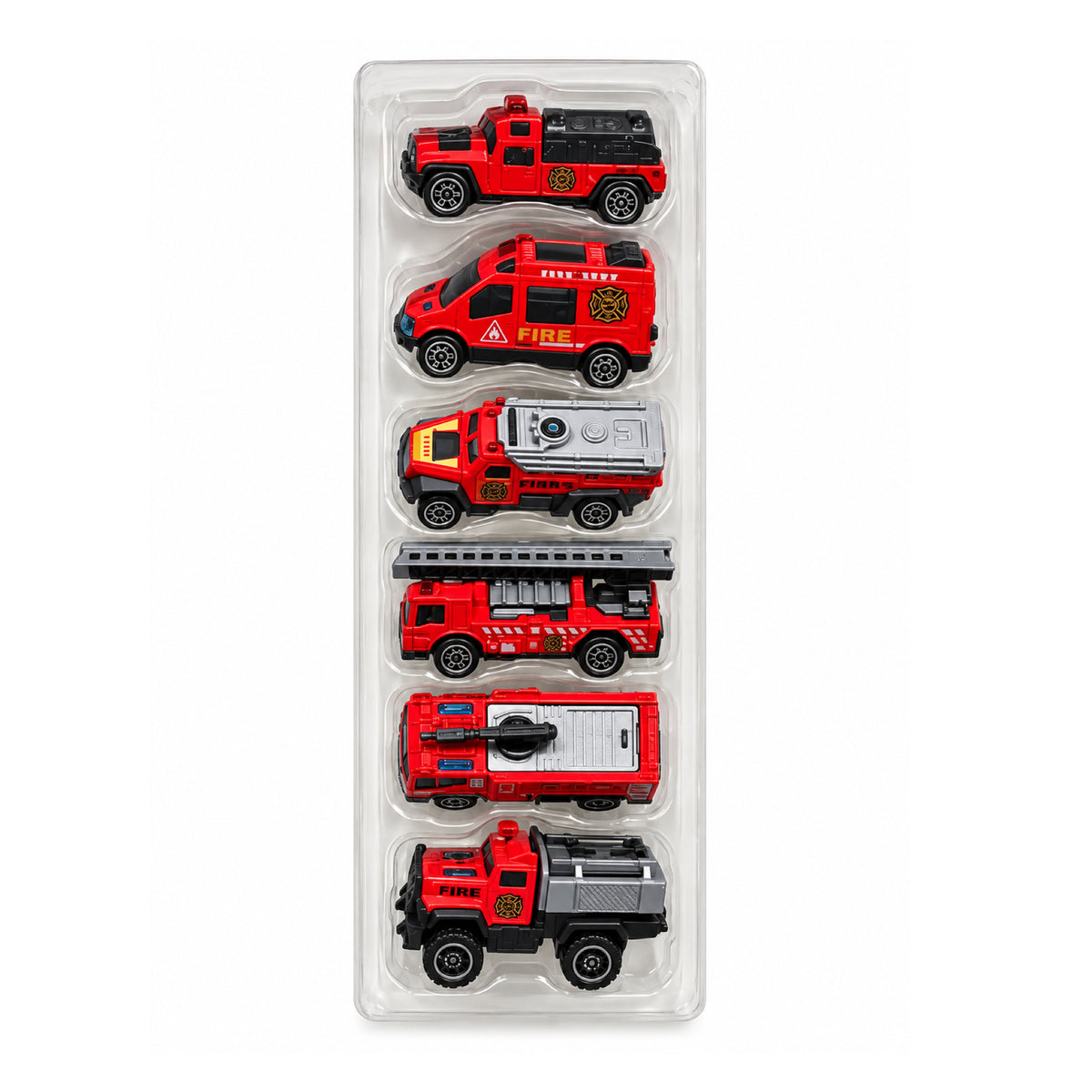 Set de 6 Vehículos de Bomberos Fire Dept Die-Cast de Metal
