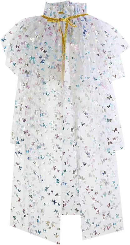 Capa Tulle Blanco con Mariposas Holográficas