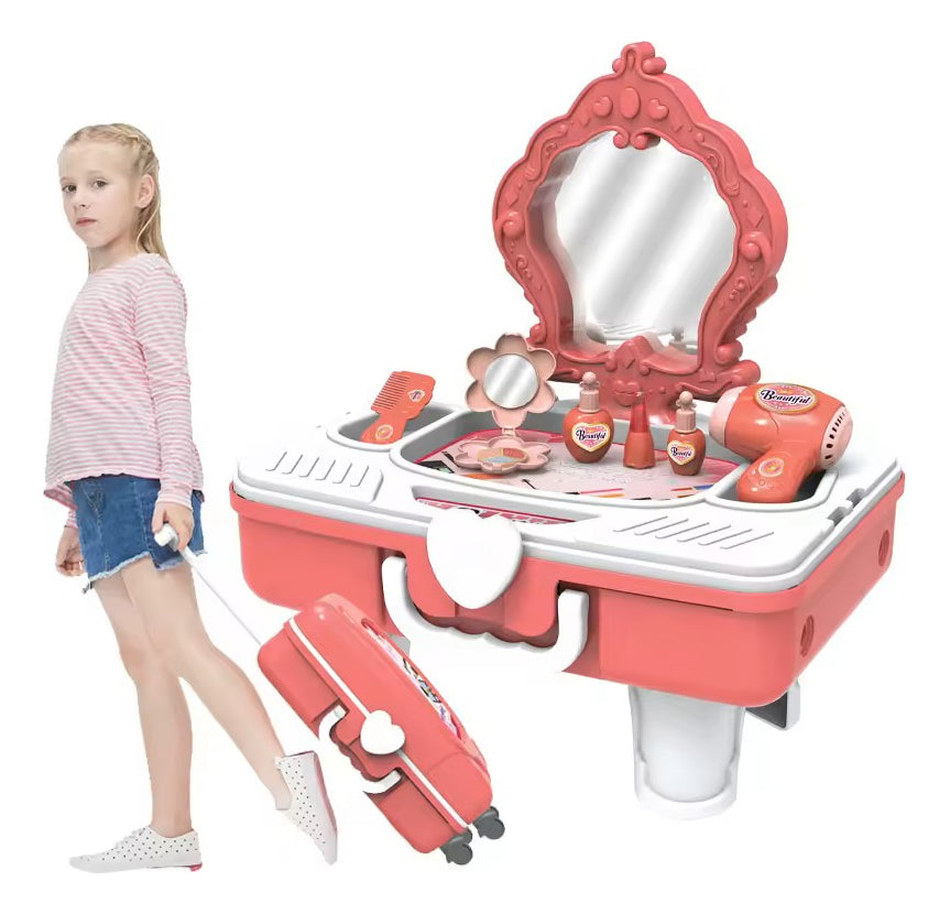 Tocador infantil de juguete con espejo y accesorios - foto 3