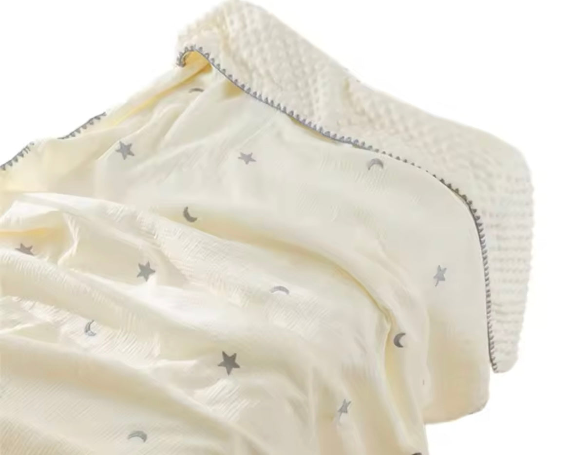 Manta de punto lunas y estrellas beige - foto 2