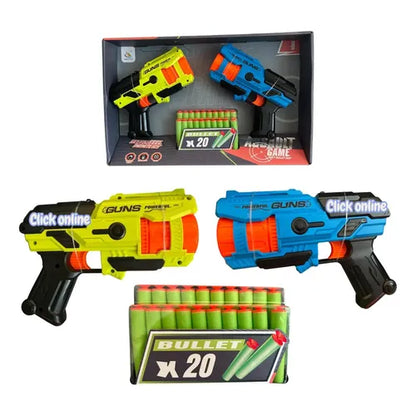 Set de 2 Pistolas Assault Game Soft Bullet Gun con 20 Dardos