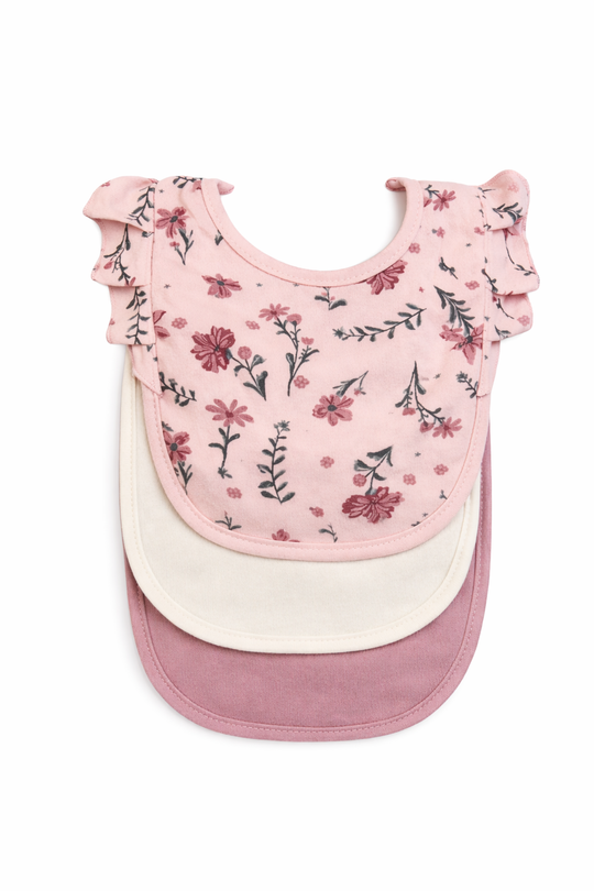Set de Tres Baberos Flores