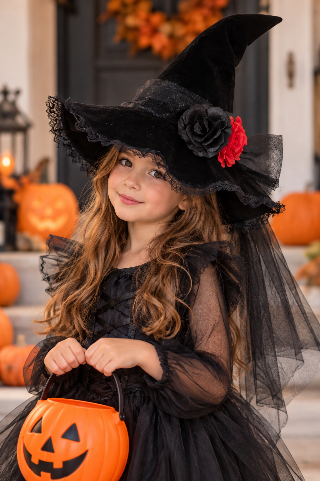 Sombrero de Bruja Gótico con Rosas