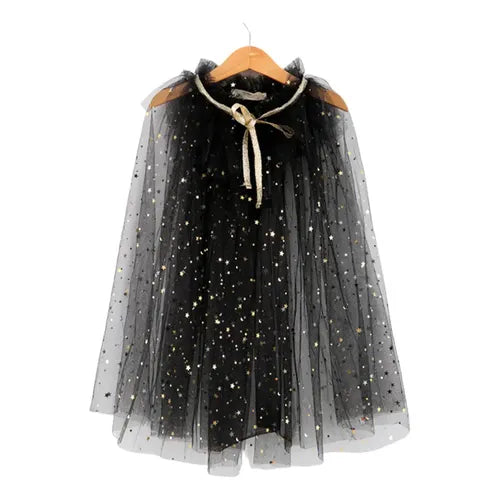 Capa de Tul Negra con Estrellas