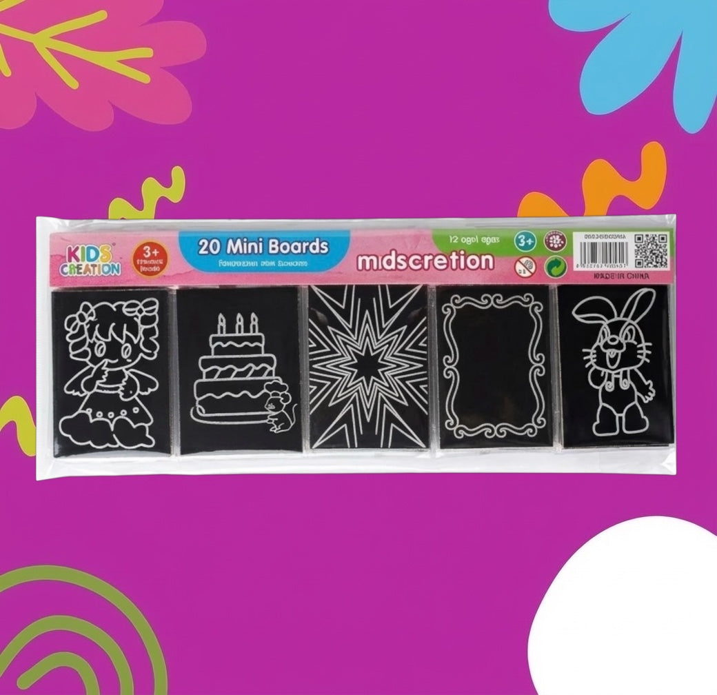 Paquete 20 Mini Pizarron Scratch CHIKY MARKET