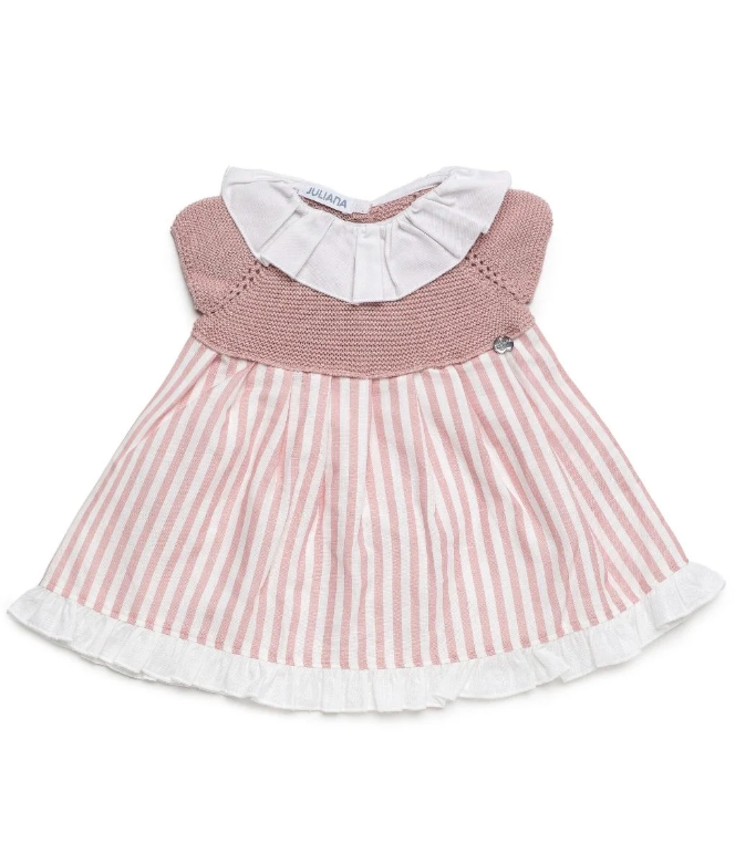 Vestido Juliana de cuerpo de punto y falda a rayas