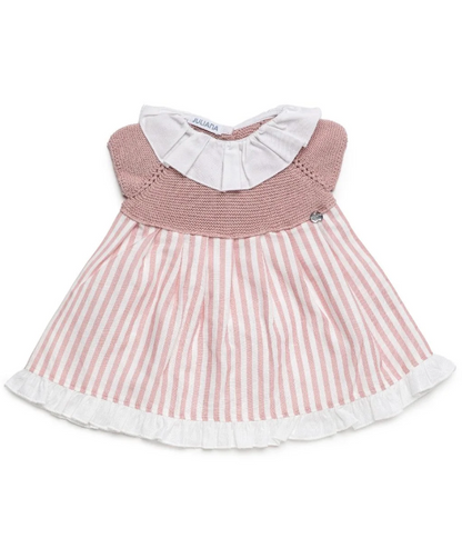 Vestido Juliana de cuerpo de punto y falda a rayas