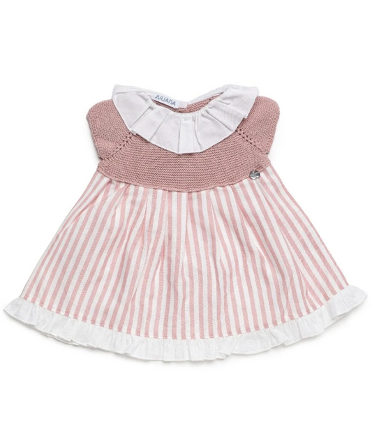 Vestido Juliana de cuerpo de punto y falda a rayas