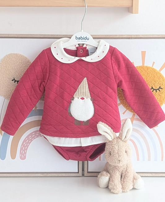Conjunto Ranita Cuello Bebé Gnomo Granate - BABIDU