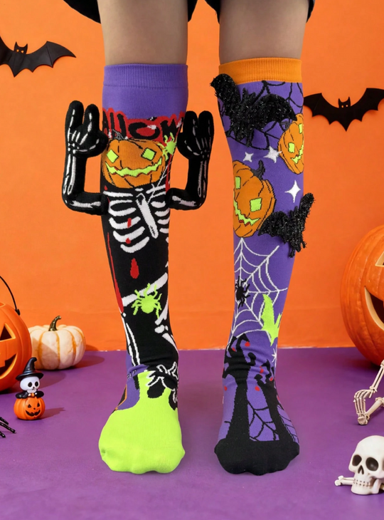 Calcetas Largas Halloween 3D Moradas