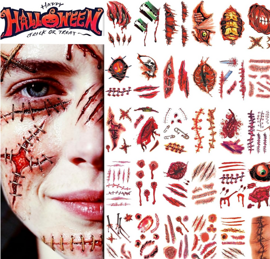 Tatuajes Temporales de Halloween Cicatrices 3D