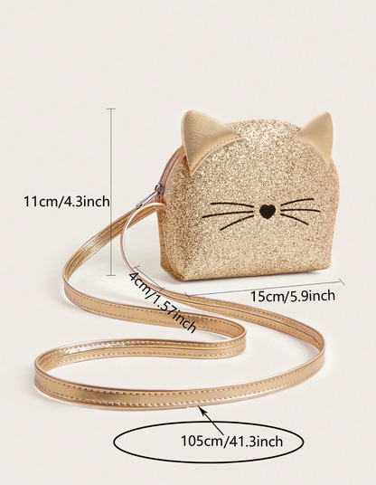 Bolso Bandolera Gatito Dorado