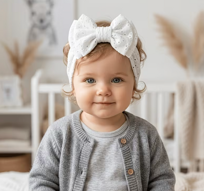 Diadema Bebé con Moño Calado