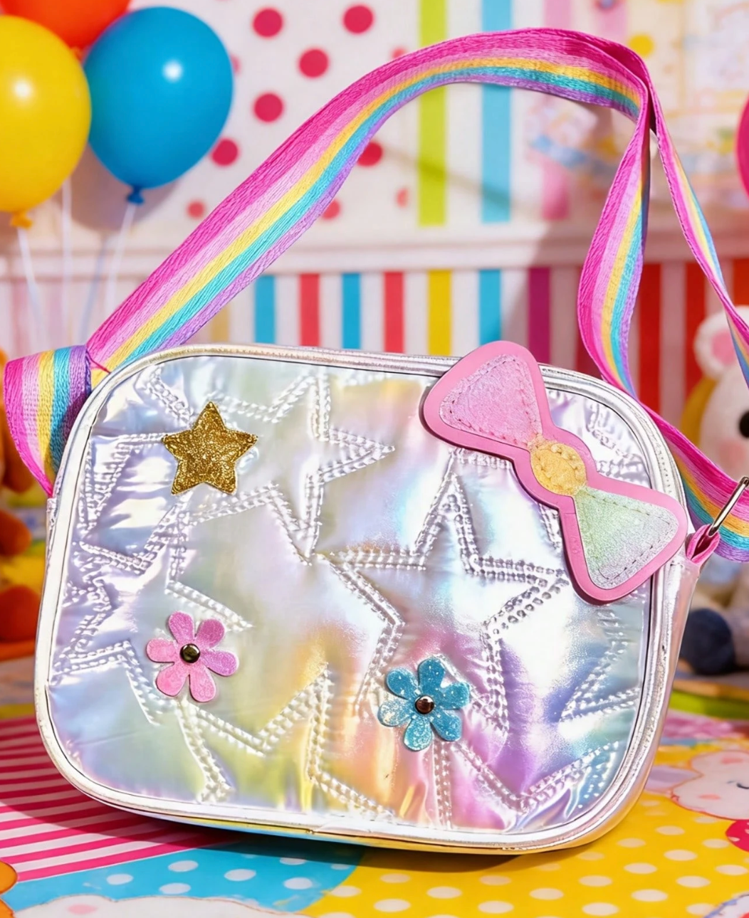 Bolso Bandolera Blanco con Moño y Estrella