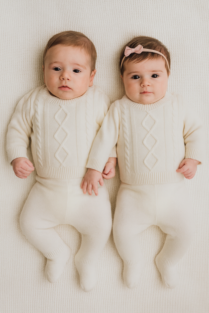 Conjunto de punto unisex Bonbon marfil para bebé - foto 2
