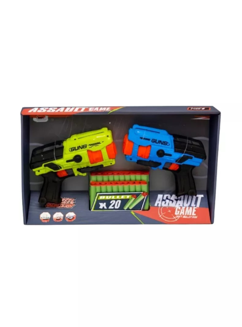 Set de 2 Pistolas Assault Game Soft Bullet Gun con 20 Dardos