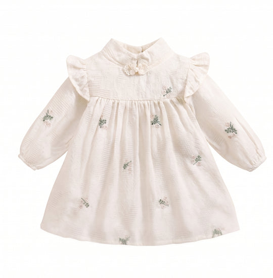 Vestido Burdeos Dulce con Cuello Blanco