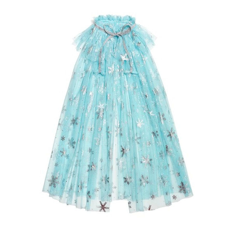 Capa de Princesa de Hielo Copos de Nieve Azul