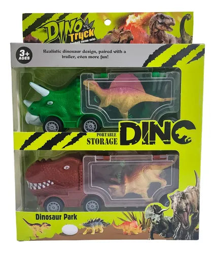 Dino Truck Set de 2 Camiones Dinosaurio con Remolque