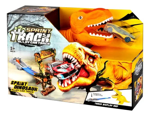 Pista Sprint Dinosaur con Loop y T-Rex Come Carritos