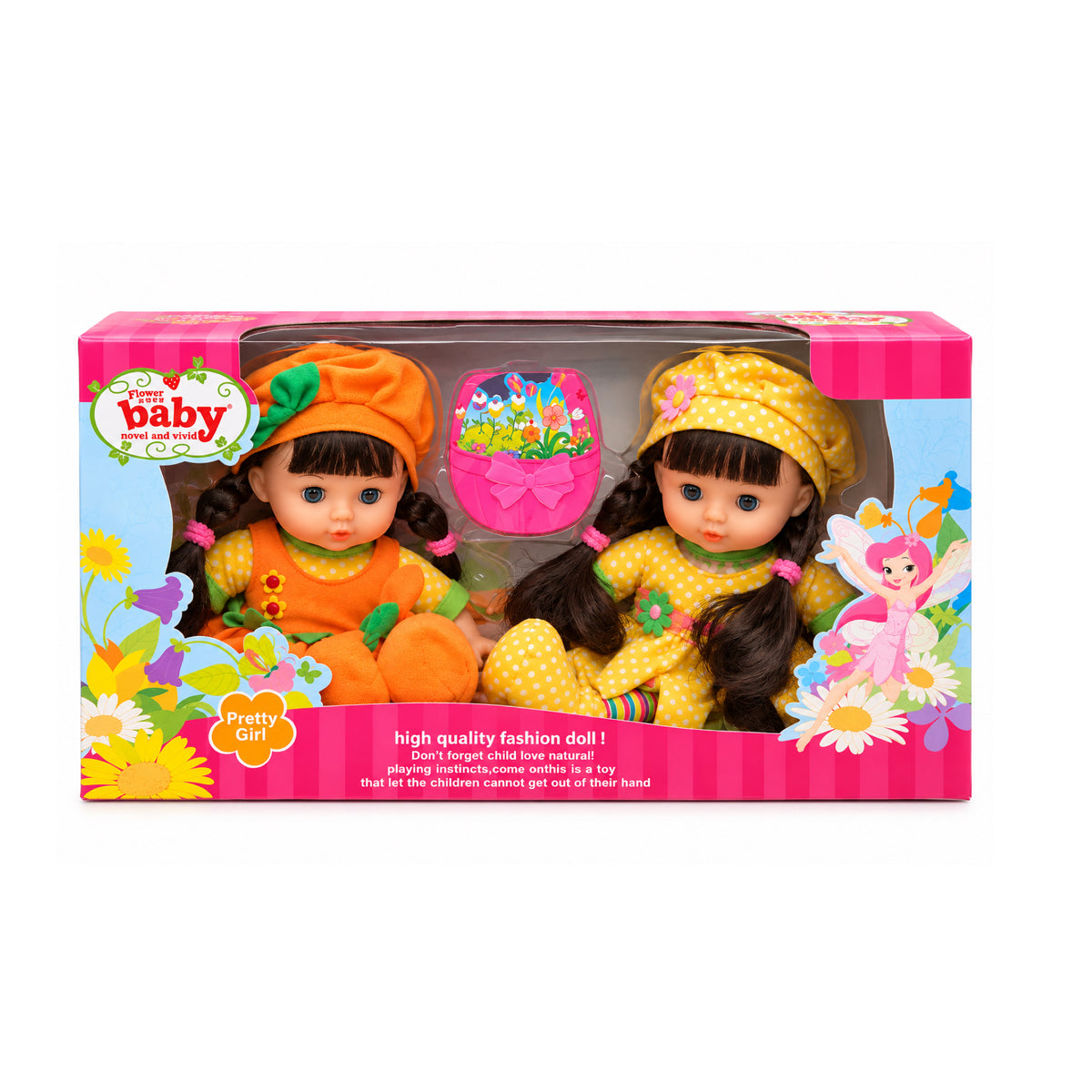 Set de 2 Muñecas Bebés Gemelas Flower Fairy con Gorritos de Flores