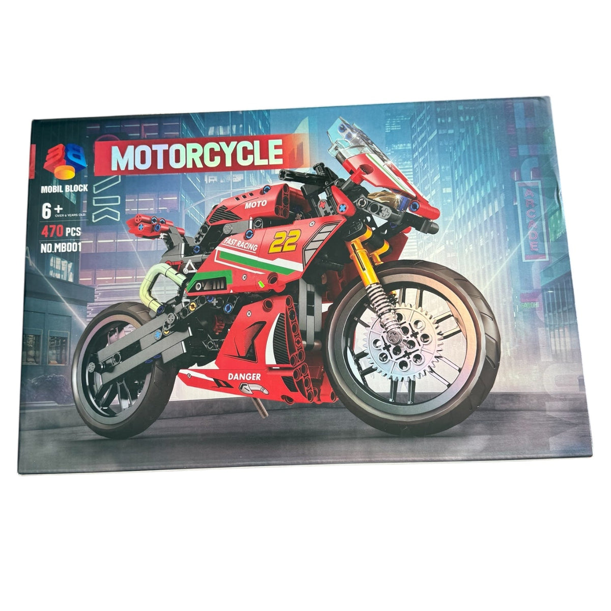 Motocicleta deportiva de bloques para armar