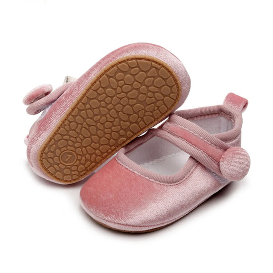 Zapatito Velvet Bebe Rosa con Boton
