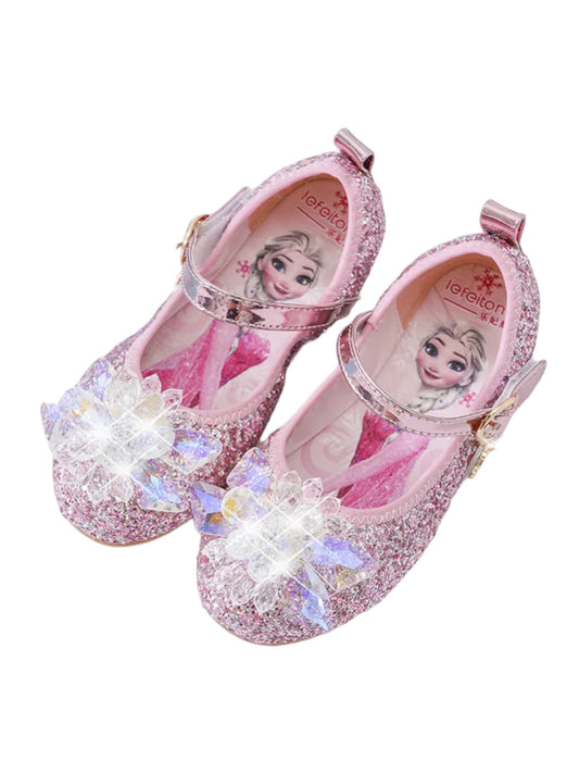 Zapatos de Elsa Frozen rosa con moño para niña